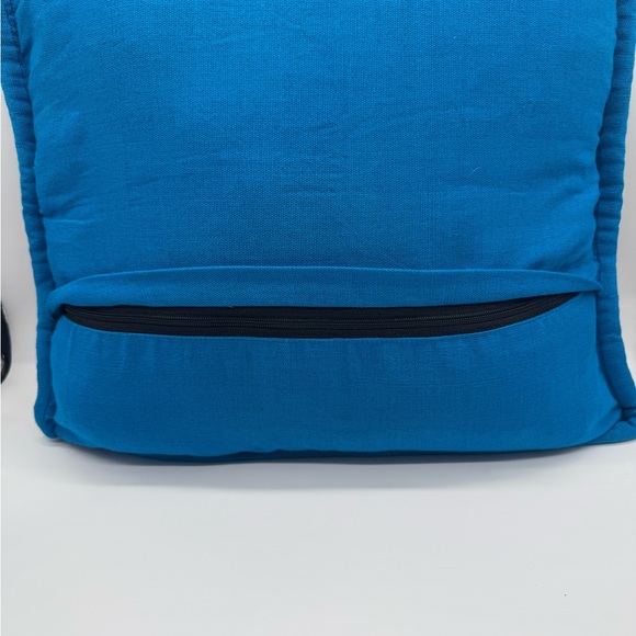 Embroidered Cushion Case Blue Cotton Fabric Floral Mexican Textiles - Picture 3 of 3